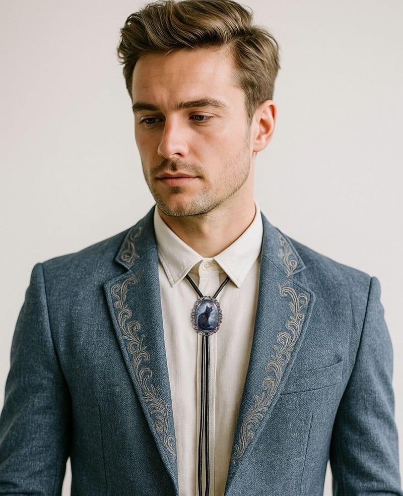 PEARLY JUN Bolo Tie for Women Men Flower Rose Western Cowboy Brown Leather Country Style String Vest Gifts - Image 4